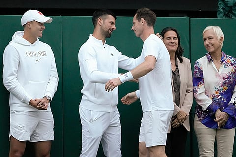 Andy Murray with Novak Djokovic